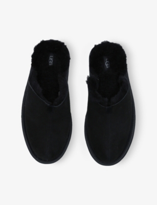Shop Ugg Men's Black Hyde Faux-fur Lined Leather Slippers
