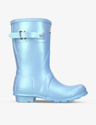 Hunter Original Short Rubber Wellington Boots In Blue