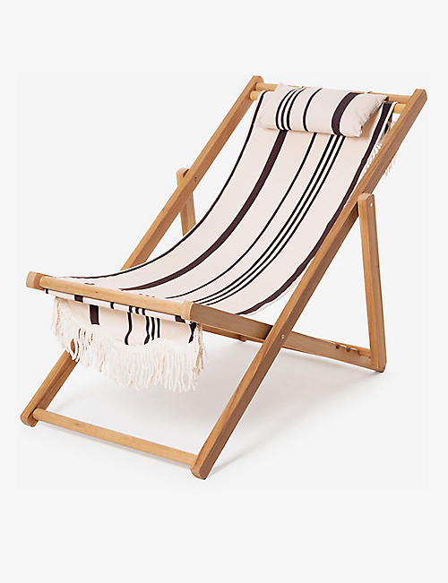 BUSINESS & PLEASURE CO.: Striped cotton and hardwood beach swing chair 93cm x 79cm