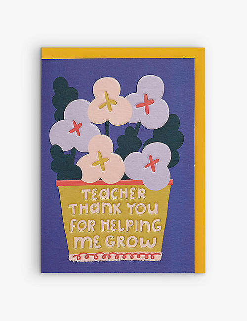 RASPBERRY BLOSSOM: Thank You Teacher greetings card 17.2cm