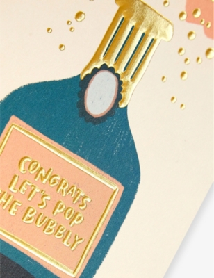 RASPBERRY BLOSSOM: Congrats Let’s Pop The Bubbly greetings card 14.8cm x 10.5cm