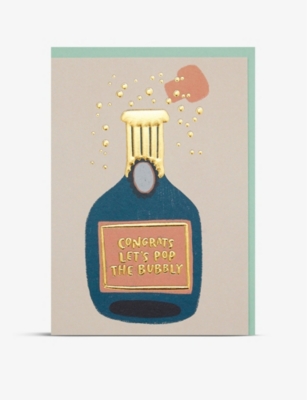 RASPBERRY BLOSSOM: Congrats Let’s Pop The Bubbly greetings card 14.8cm x 10.5cm