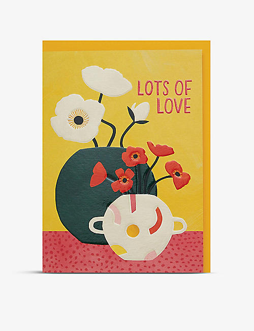 RASPBERRY BLOSSOM: Lots of Love greetings card 12.5cm x 17.2cm