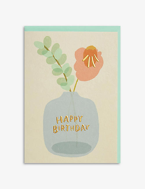 RASPBERRY BLOSSOM: Happy Birthday greetings card 14.8cm x 10.5cm