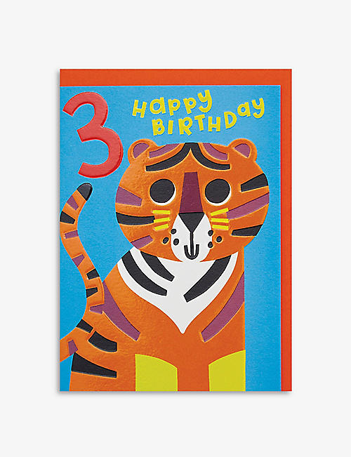 RASPBERRY BLOSSOM: Happy 3rd Birthday greetings card 12.5cm x 17.2cm