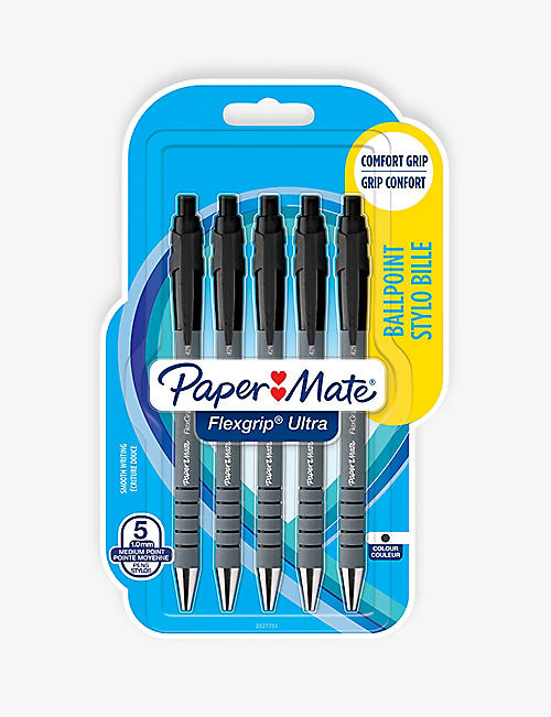 PAPERMATE: Flexgrip Ultra® black medium ball-point pens pack of five