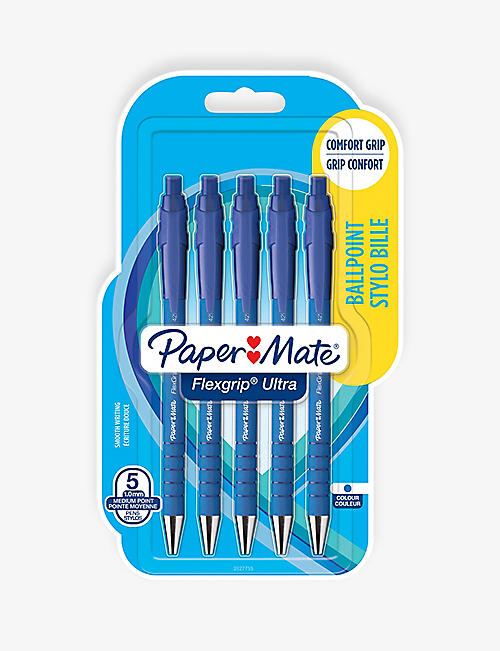 PAPERMATE：Flexgrip Ultra® 蓝色中号圆珠笔五件装