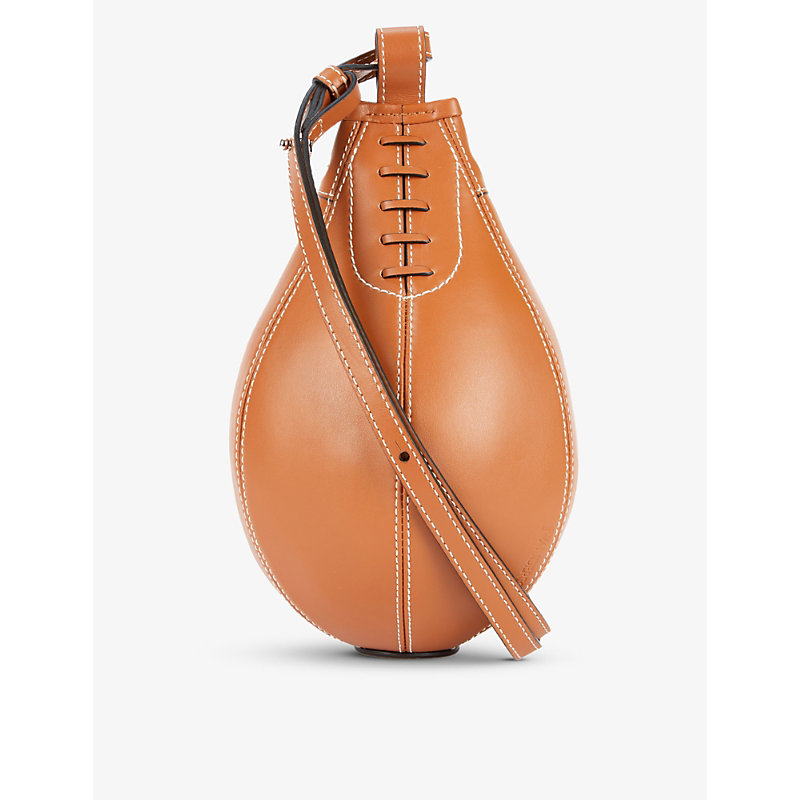 Jw Anderson Punch Small Leather Cross-body Bag In Pecan