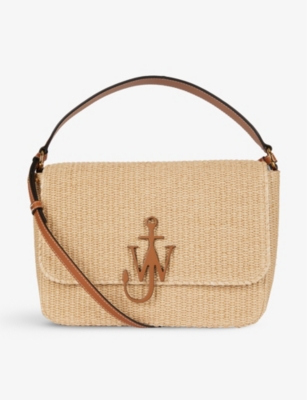 JW ANDERSON Anchor raffia and leather cross body bag Selfridges
