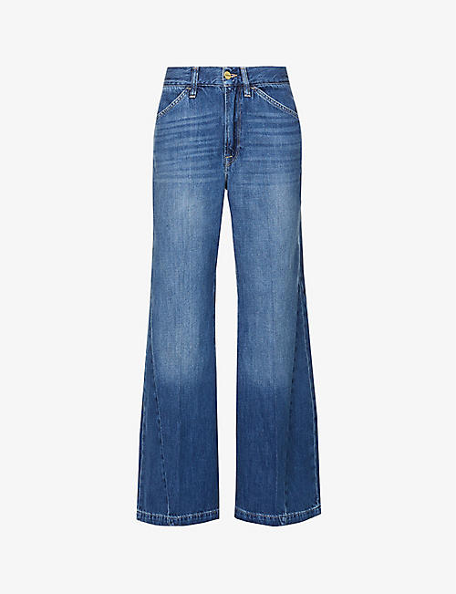 FRAME: Le Palazzo high-rise wide-leg recycled cotton-blend denim jeans