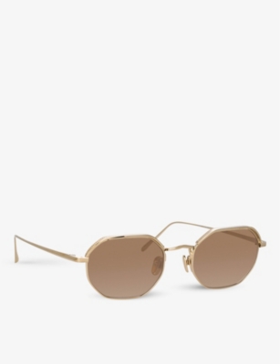 Shop Linda Farrow Women's Multi Shaw Angular-frame Titanium Sunglasses
