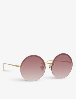 Shop Linda Farrow Women's Multi Adrienne Round-frame Titanium Sunglasses