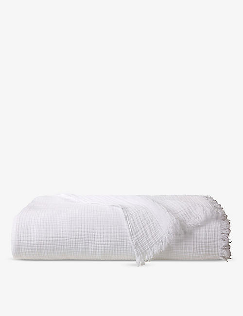OLIVIER DESFORGES: Cyclades cotton tasselled bedcover 260cm x 240cm