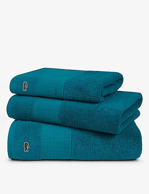 LACOSTE: Le Croco logo-embroidered organic cotton guest towel 40cm x 60cm