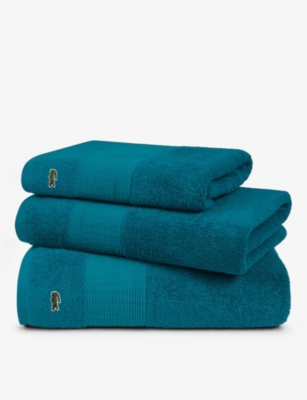 LACOSTE: Le Croco logo-embroidered organic cotton hand towel 50cm x 100cm