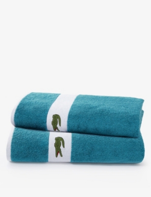 Lacoste Crocodile Print Towels