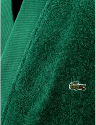 Lacoste Defile Organic Cotton Bathrobe In Green