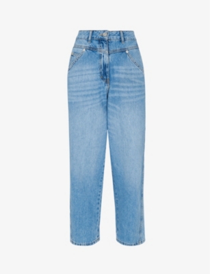 Whistles Womens High-rise Barrel-leg Organic-cotton Jeans 24 In Light Wash