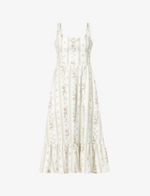 Linen Dress Meghan Reformation Dress REFORMATION Maegan Floral-print Linen  Midi Dress