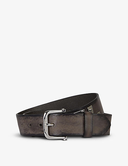 DIESEL: B-Dizel logo-engraved faded-leather belt