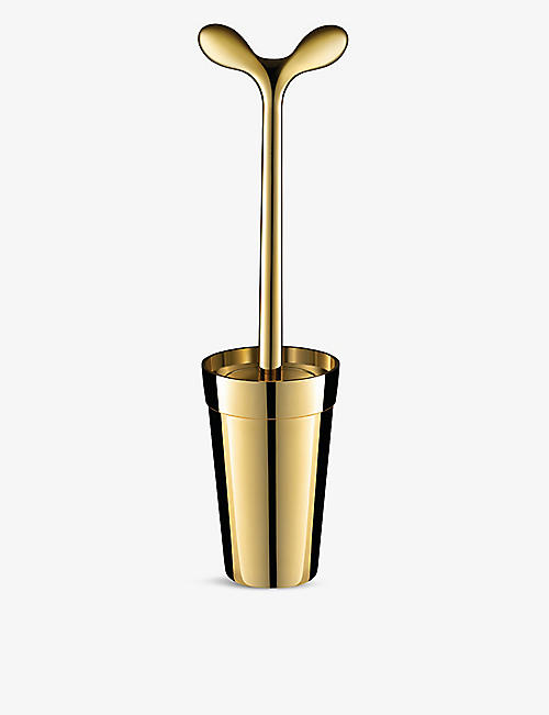 ALESSI: Merdolino 100th anniversary gold-tone resin toilet brush 48cm