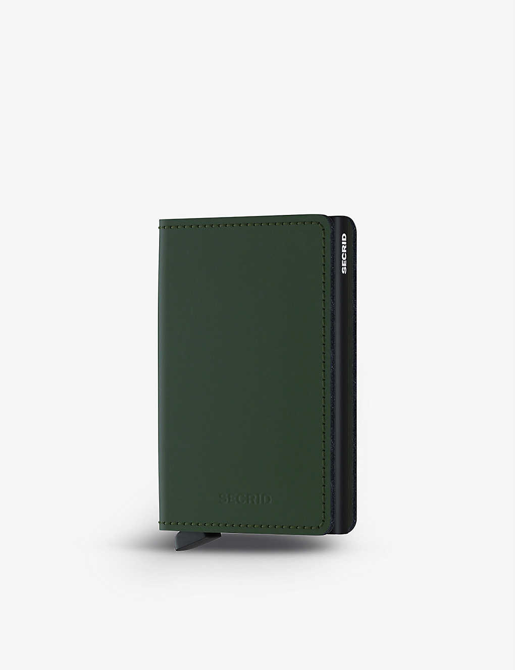 Secrid Slimwallet Matte Leather And Aluminium Cardholder In Green