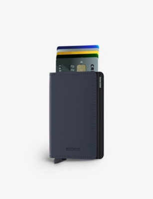 Secrid Slimwallet Matte Leather And Aluminium Cardholder In Night Blue