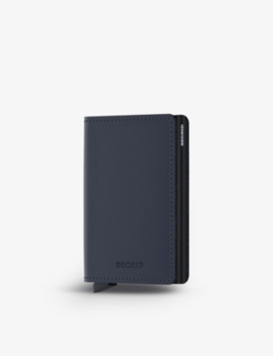 Secrid Slimwallet Matte Leather And Aluminium Cardholder In Night Blue