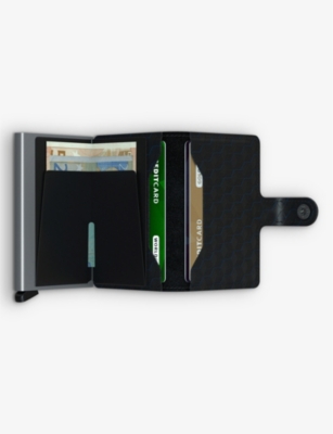 Shop Secrid Miniwallet Optical Leather And Aluminium Cardholder In Black Titanium