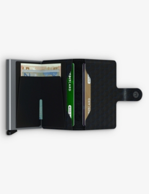 Secrid Miniwallet Optical Leather And Aluminium Cardholder In Black Titanium