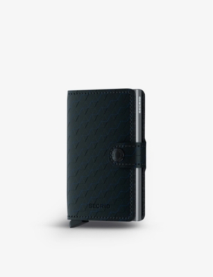 Secrid Miniwallet Optical Leather And Aluminium Cardholder In Black Titanium