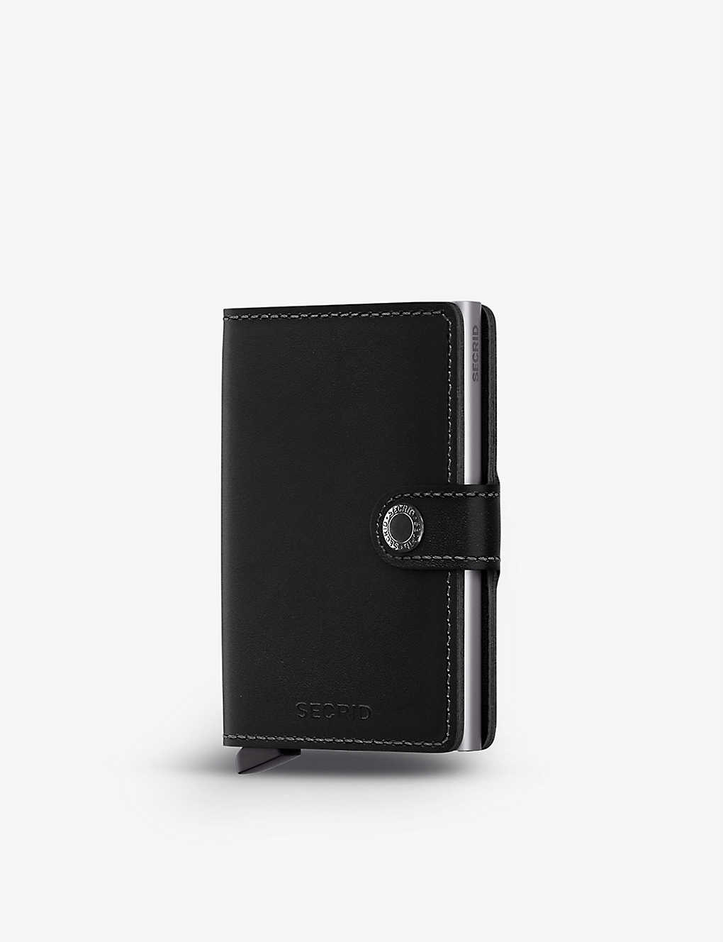 Secrid Miniwallet Original Leather And Aluminium Cardholder In Black