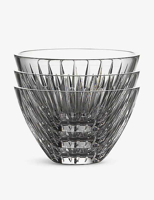 WATERFORD: Mara crystal glass stacking bowls set of three 7.6cm