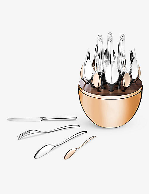 CHRISTOFLE: Mood 18ct rose-gold and silver-plated stainless-steel cutlery set of 24
