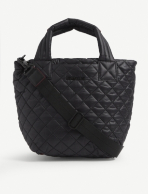 Mz Wallace Womens Black Rec Metro Mini Quilted Nylon Tote Bag In Black Rec