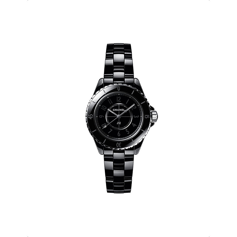Pre-owned Chanel Womens Black H6346 J12 Phantom Ceramic And Stainless Steel Quartz Watch