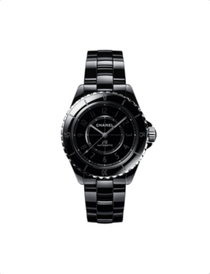 Pre-owned Chanel Womens Black H6185 J12 Ceramic And Stainless Steel Automatic Watch