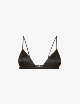 Fleur Du Mal Black Luxe Silk Triangle Bra