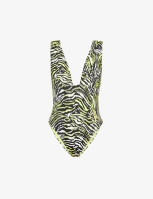 CALVIN KLEIN Zebraprint plunging swimsuit