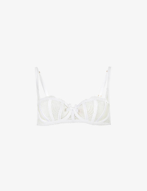 AGENT PROVOCATEUR: Rozlyn balconette underwired lace and mesh bra
