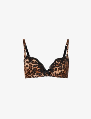 AGENT PROVOCATEUR - Molly leopard-print stretch-silk plunge bra
