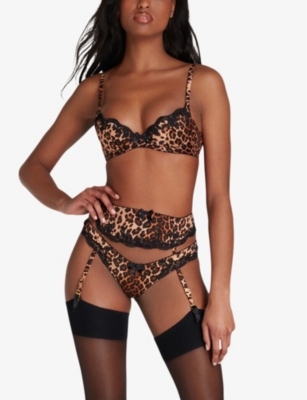 Agent Provocateur Womens Leopard Molly Leopard-print Stretch-silk Plunge Bra In Leopard