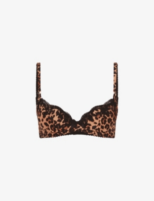 Agent Provocateur Womens Leopard Molly Leopard-print Stretch-silk Plunge Bra In Leopard