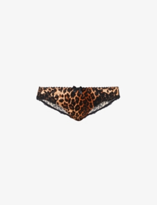 Agent Provocateur Molly Leopard-print High-rise Stretch-silk Briefs In  Leopard/black