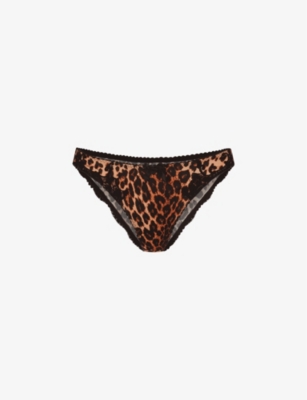 Agent Provocateur Womens Black Molly Leopard-print High-rise Stretch-silk Briefs