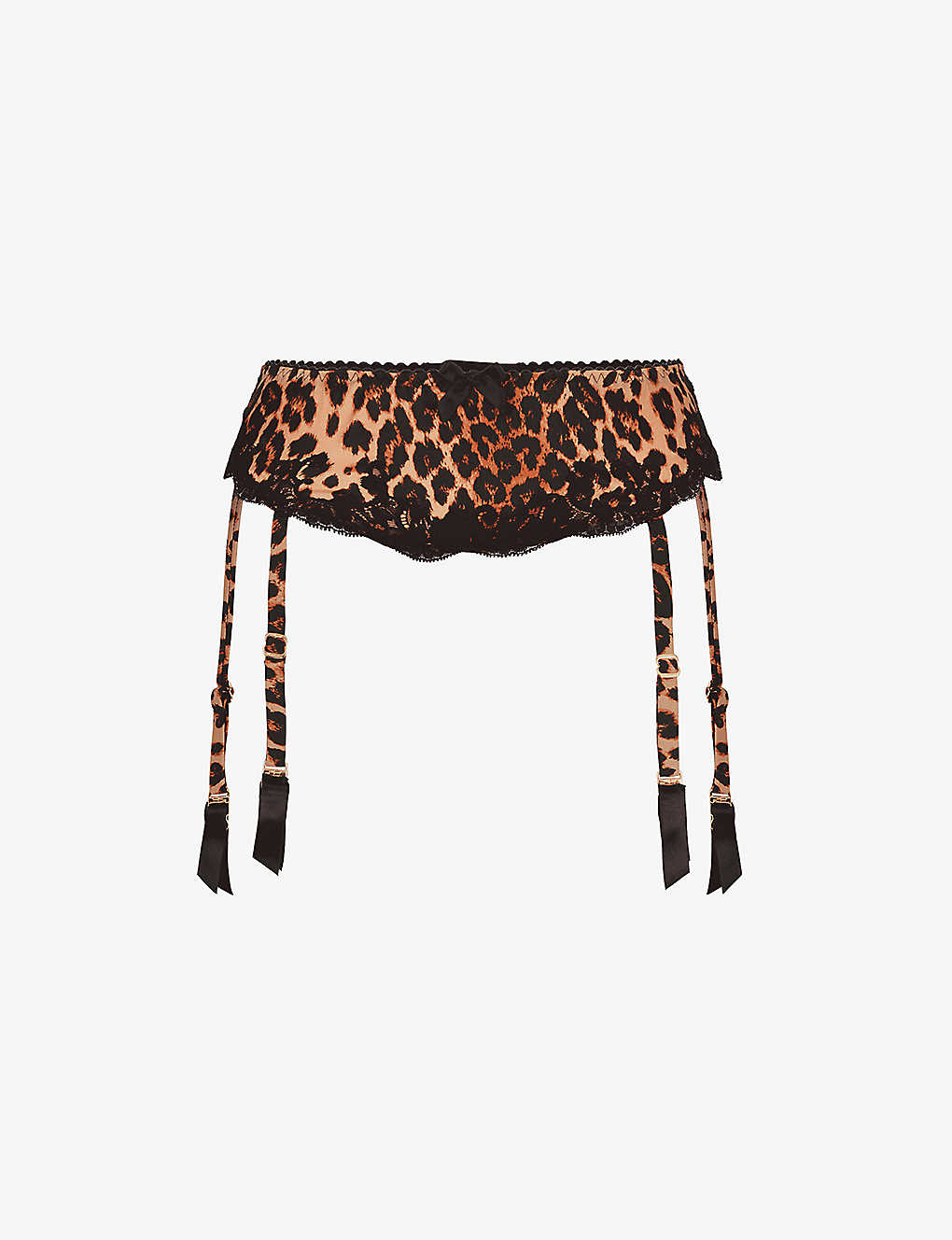 Agent Provocateur Womens Black Molly Leopard-print High-rise Stretch-silk Suspenders