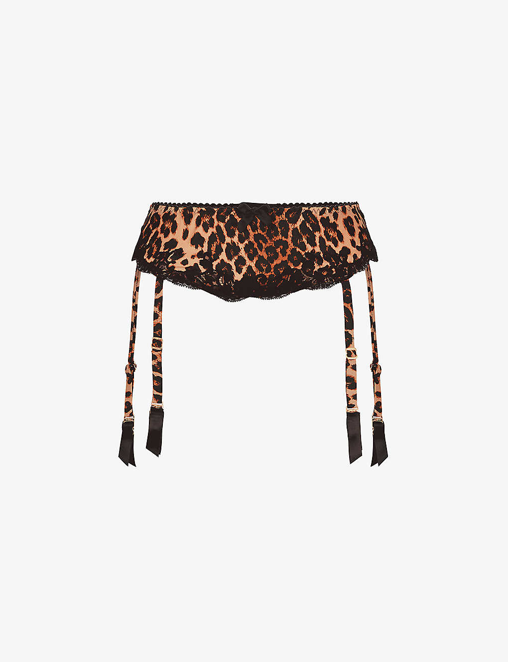 Shop Agent Provocateur Women's Leopard/black Molly Leopard-print High-rise Stretch-silk Suspenders
