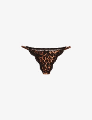 Agent Provocateur Womens Black Molly Leopard-print High-rise Stretch-silk Thong