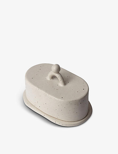 MIYELLE: Glazed ceramic butter dish 16.5cm x 12.5cm