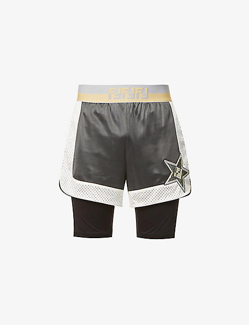 FENDI: Brand-appliqué relaxed-fit stretch-woven shorts